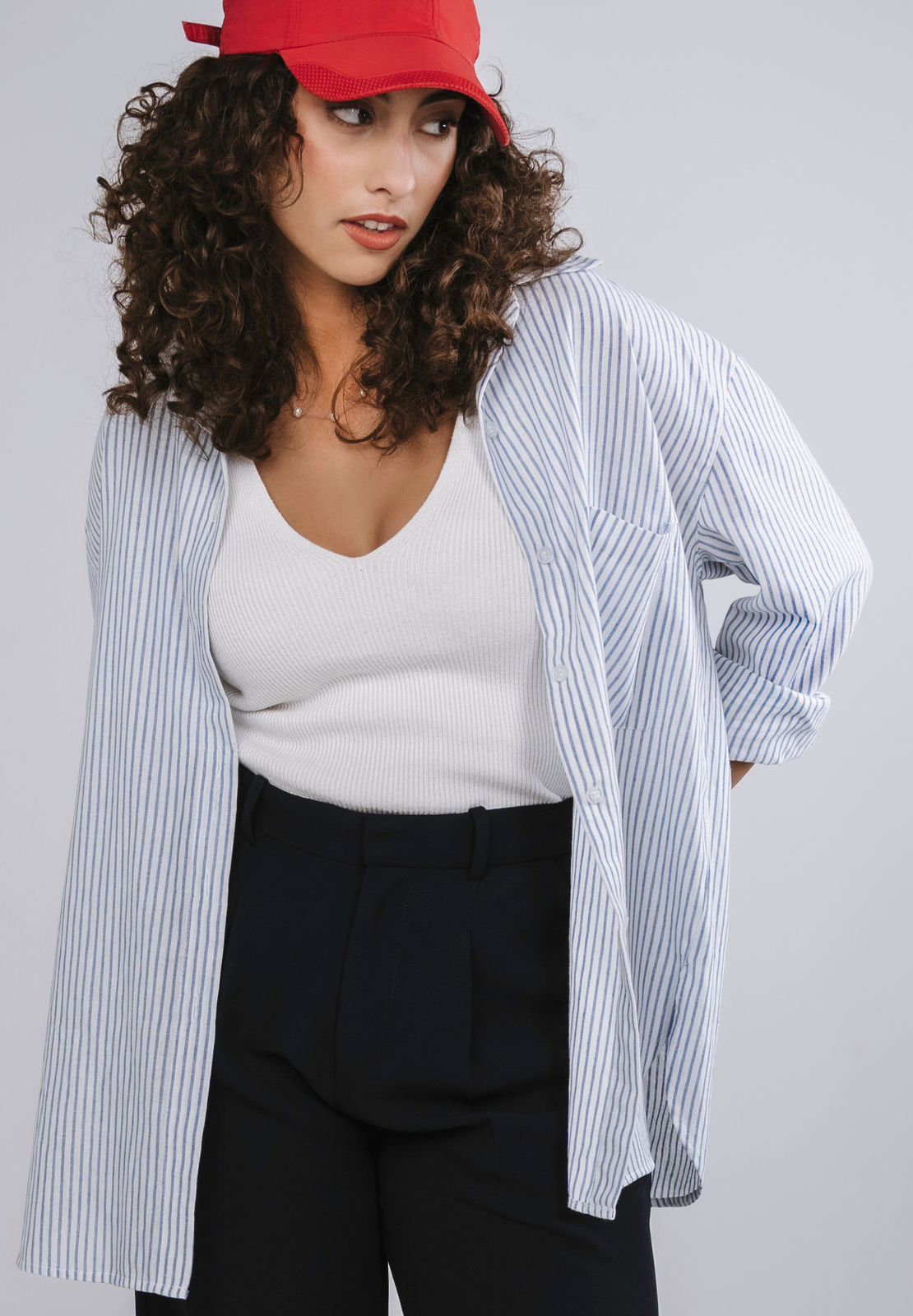 Oversized Striped Linen-Blend Shirt