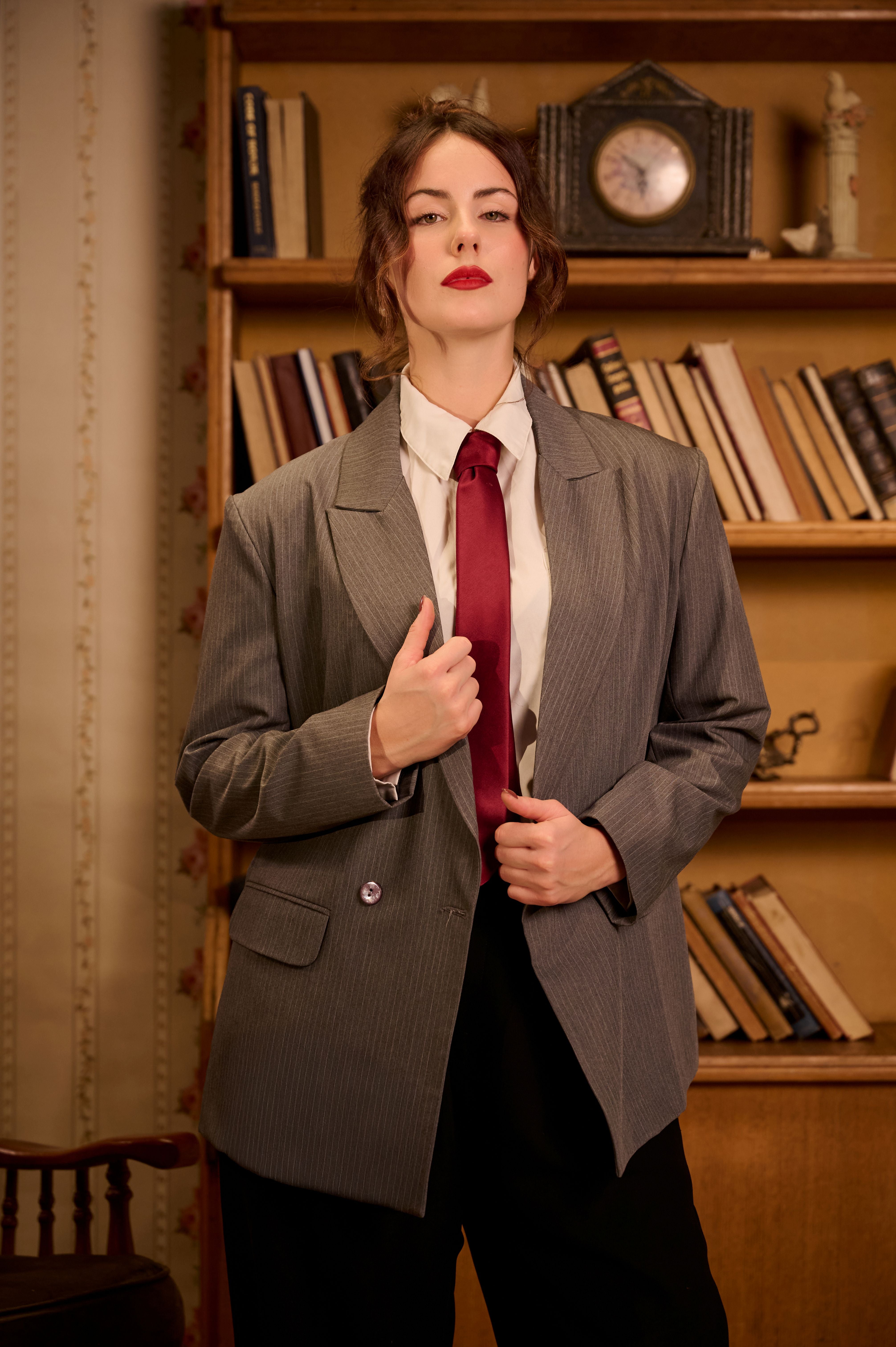 Silent Pinstripe Grey Blazer