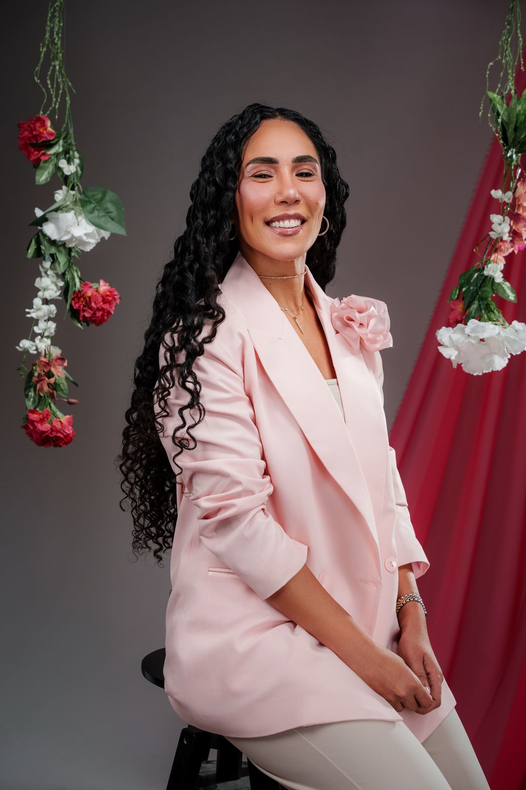 Gabri’s Baby-Pink Dad-Fit Blazer
