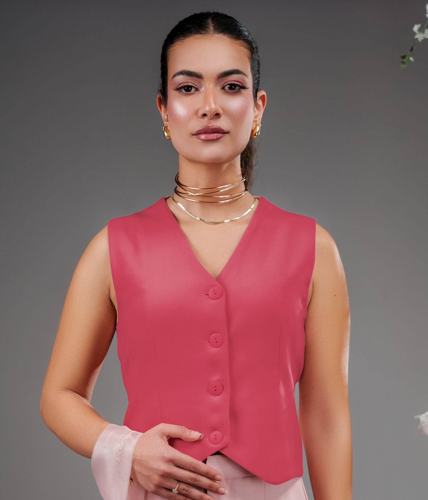 Hot-Pink Sleeveless Vest