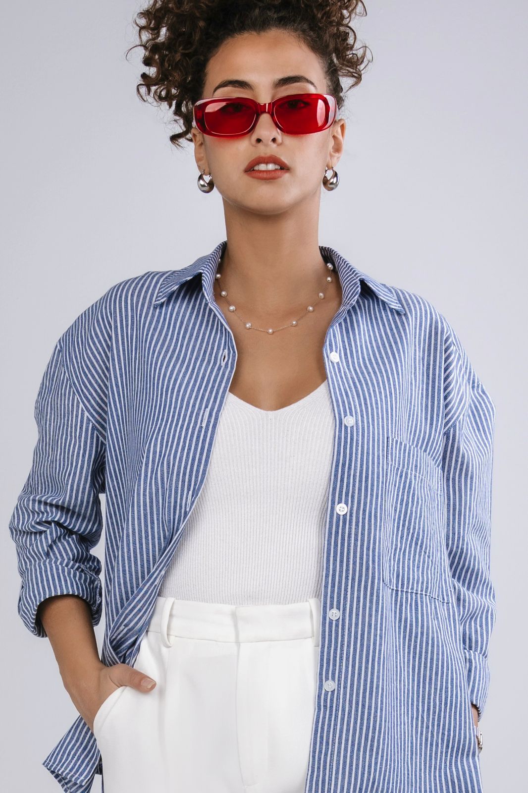 Oversized Striped Linen-Blend Shirt