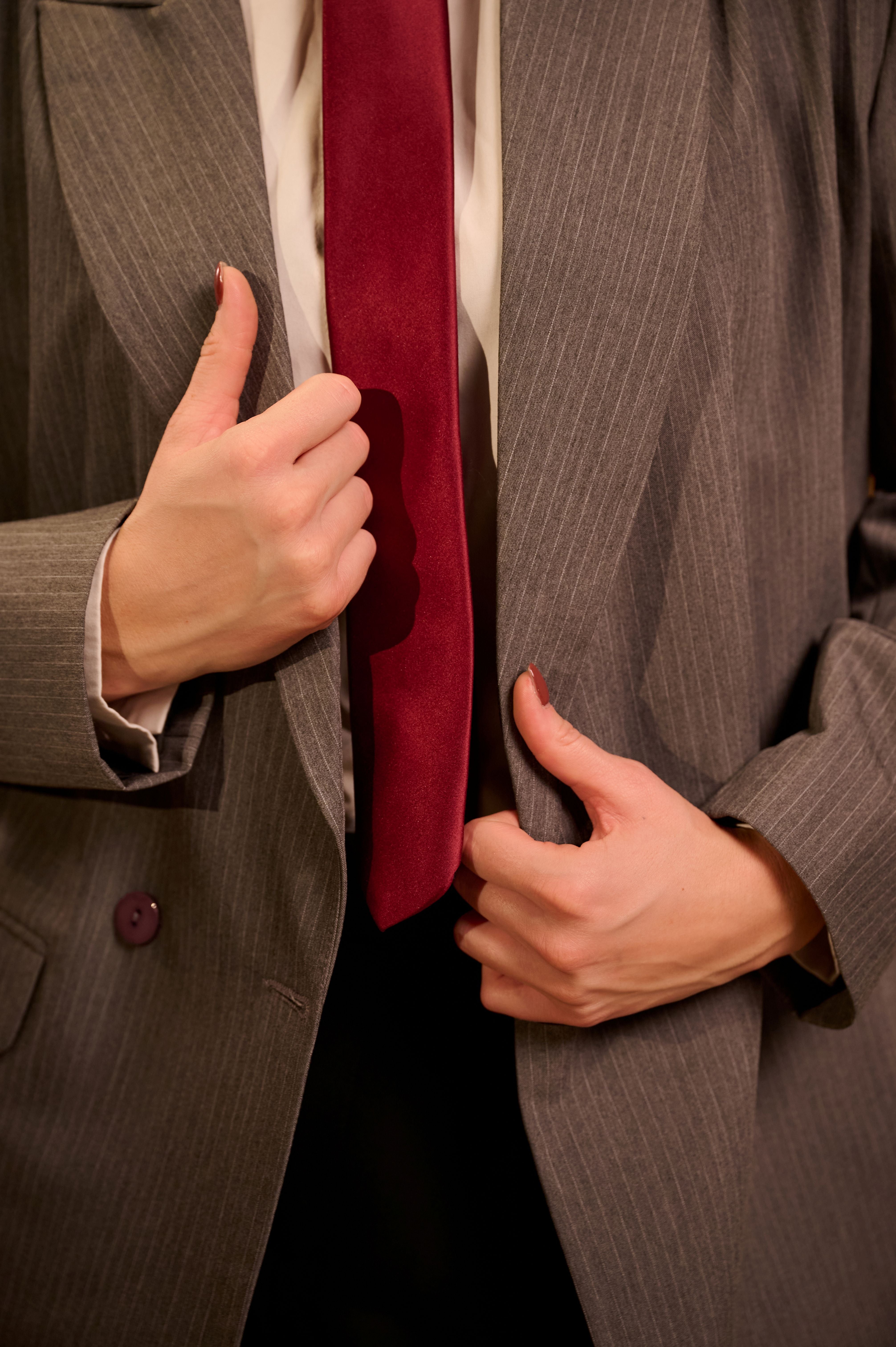 The Silent Pinstripe Grey Blazer