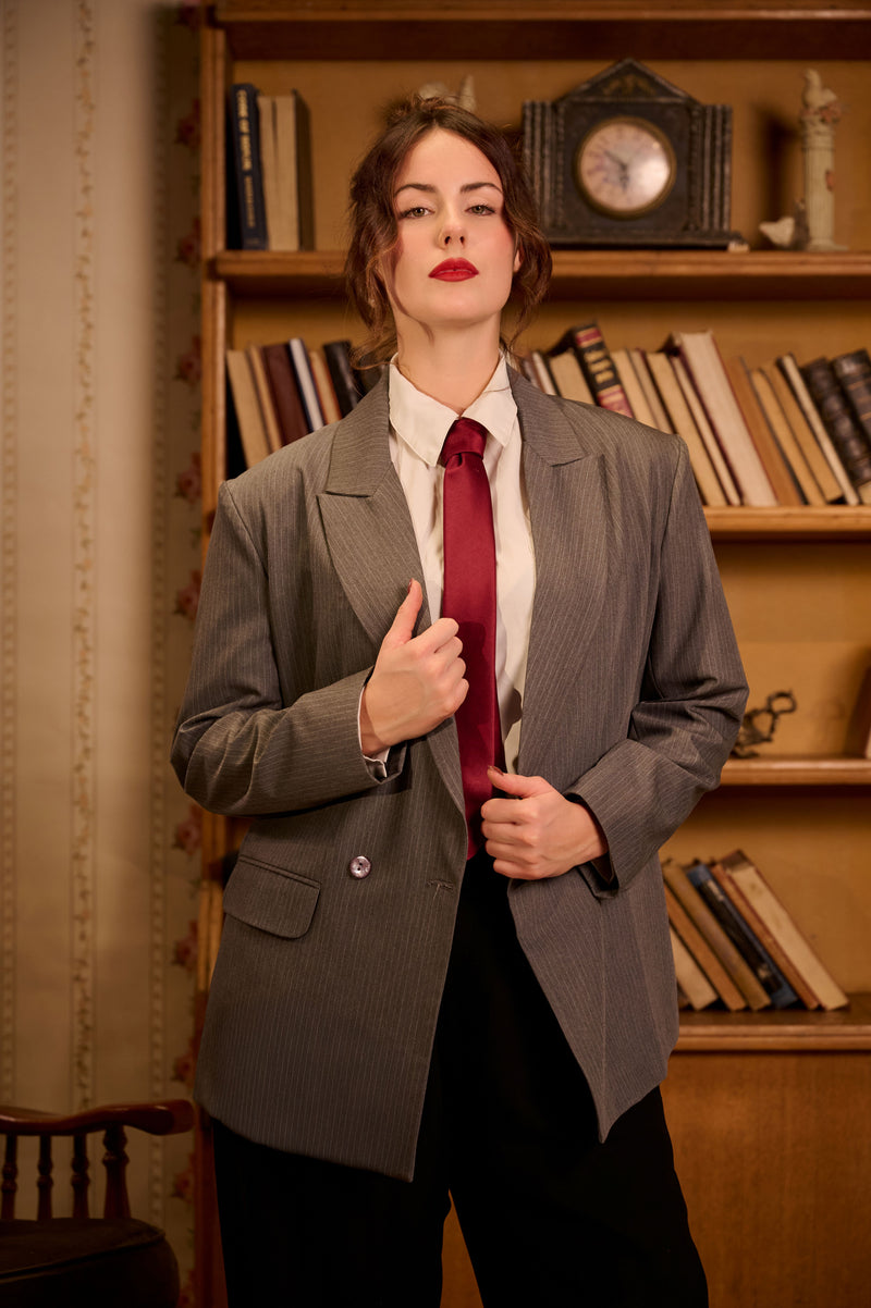 Silent Pinstripe Grey Blazer