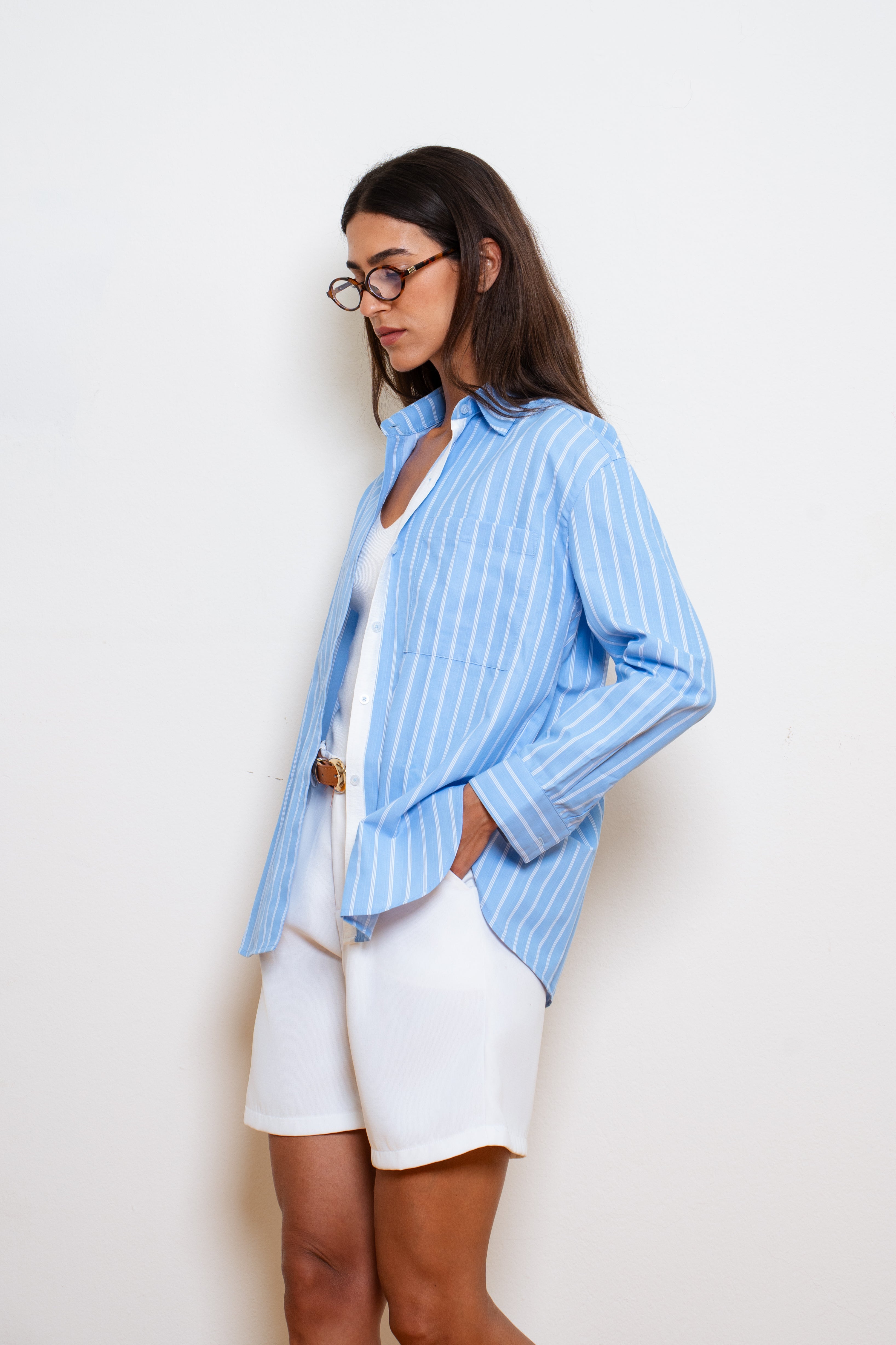 Stripped Blue Loose Shirt