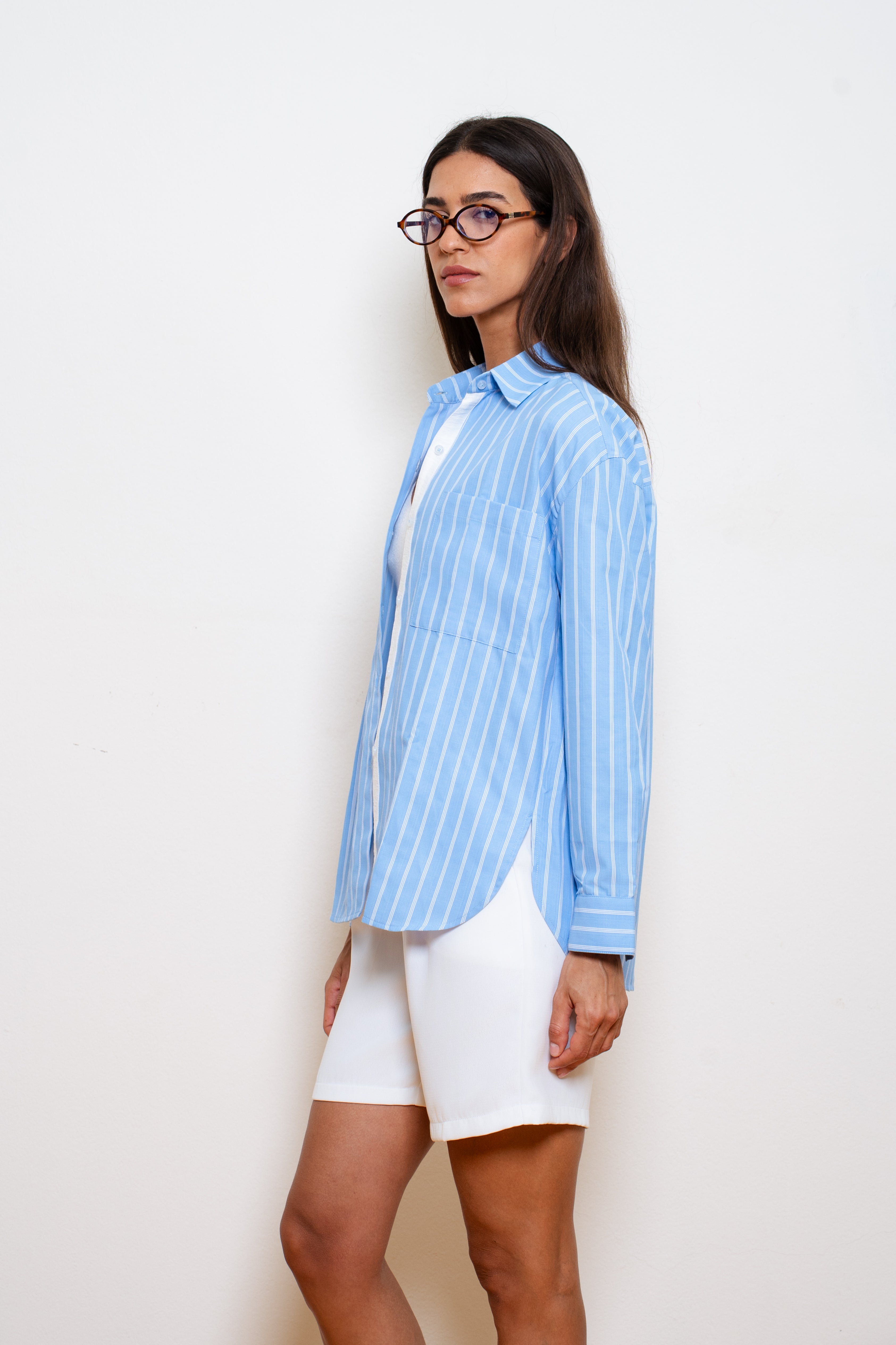 Stripped Blue Loose Shirt