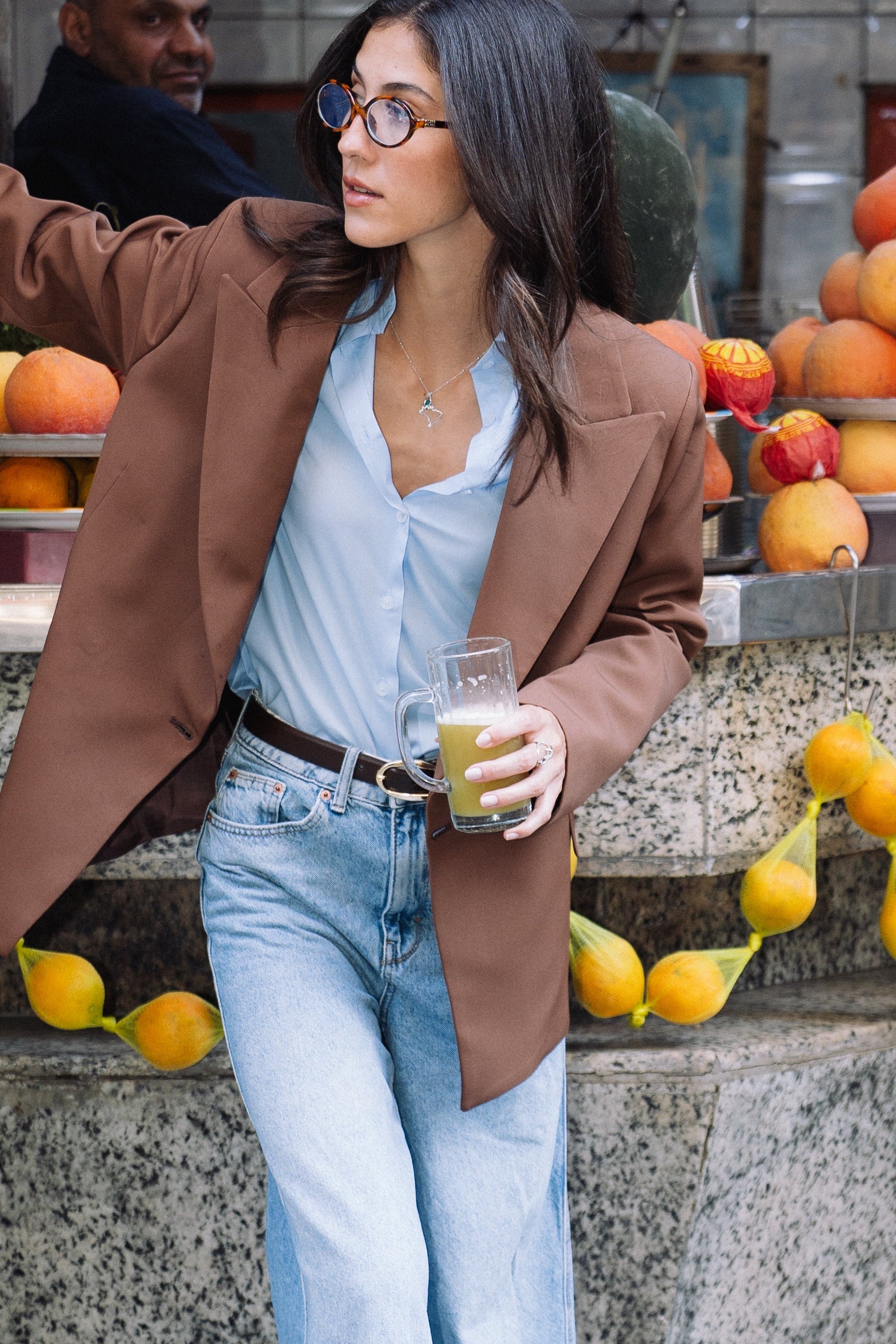 Brown Asymmetric Blazer
