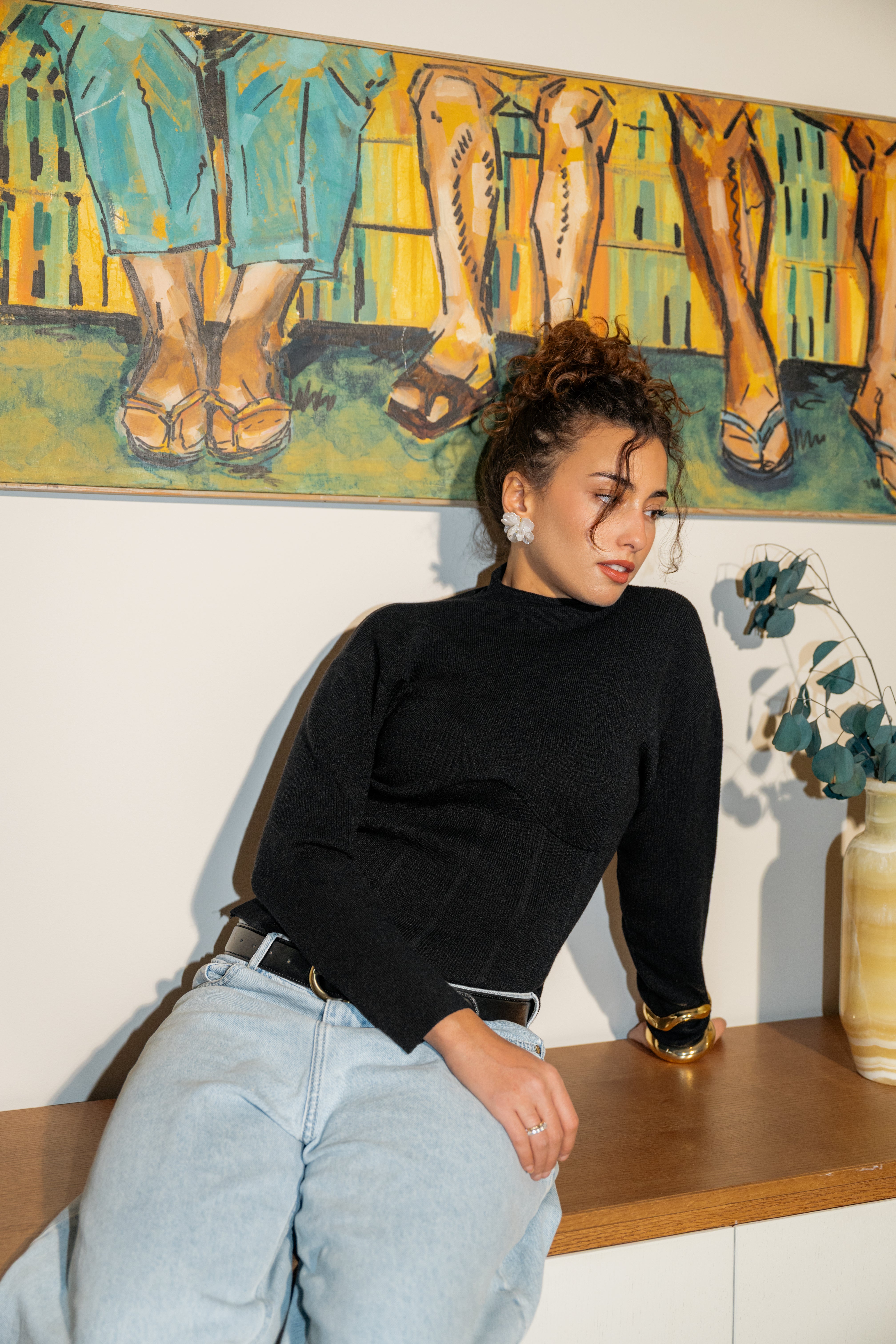 Sculpt Knitted Black Top