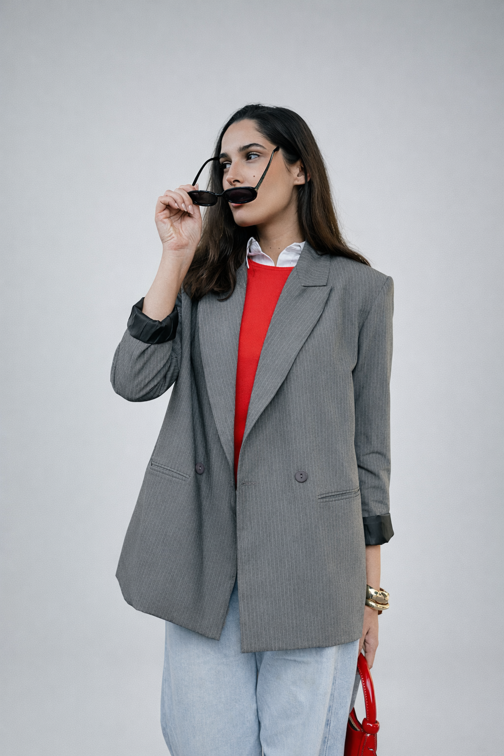 Silent Pinstripe Grey Blazer
